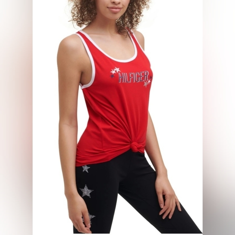 Tommy Hilfiger Sport Women's Red Scoop Neck Sleeveless Active Tank Top Size L